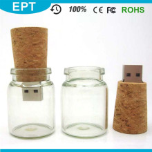 Großhandel 2 GB / 4 GB / 8 GB / 16 GB Holz Glasdrift Flasche USB-Stick mit Geschenk-Box